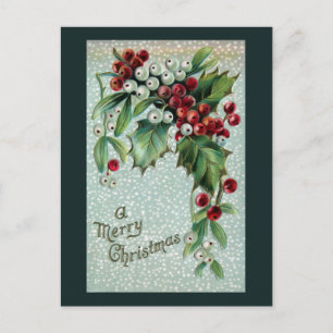 Holly och Mistletoe Vintage jul Helg Vykort