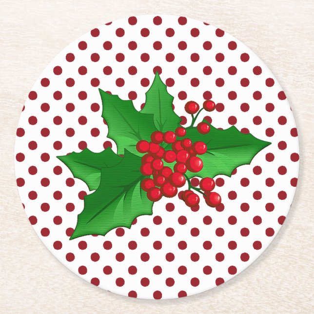 Holly och Polka dots Helgdag Pappra Underlägg (Framsidan)