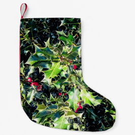 Holly och röda bär liten julstrumpa