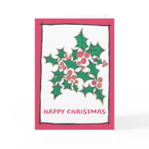 Holly och röda bär, originalkonst, din ord