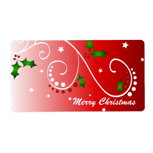 Holly och stjärnor - etikett fraktsedel (Framsidan)