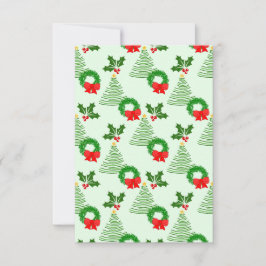 Holly och Träd och Wreaths. Tack Kort