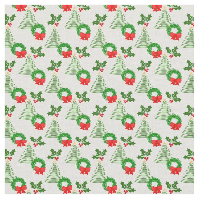 Holly och Träd och Wreaths. Tyg (Närbild)