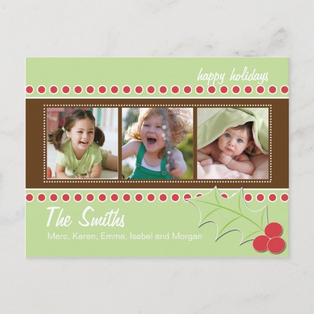 Holly Photo Postcard Helg Vykort (Framsida)