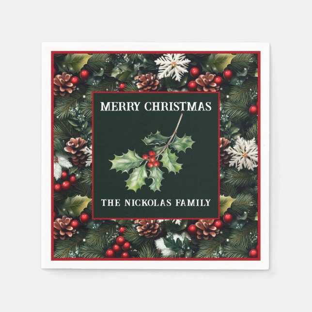 Holly & Pine Celebration Pappersservett (Framsidan)