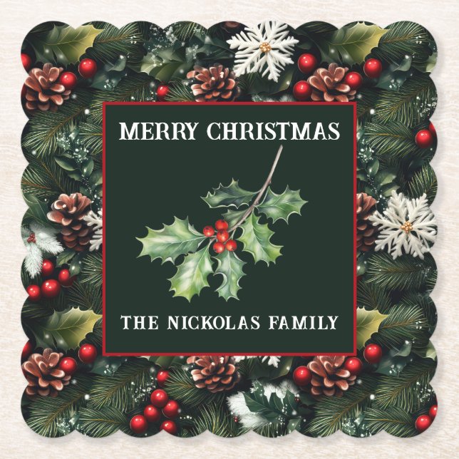 Holly & Pine Celebration Underlägg Papper (Framsida)