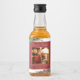 Holly & Pine Love & Thanks Wedding Photo Mini Spritflaskor Etikett