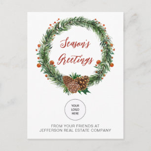 Holly Pine Wreath Company Logotyp Företag  Helg Vykort