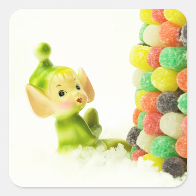 Holly Pixie Elf Fyrkantigt Klistermärke (Framsida)
