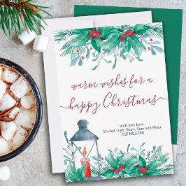 Holly Plants Mistletoe och Lantern Lycklig jul Julkort