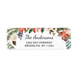Holly Poinsettia God jul Returadress Returadress Etikett
