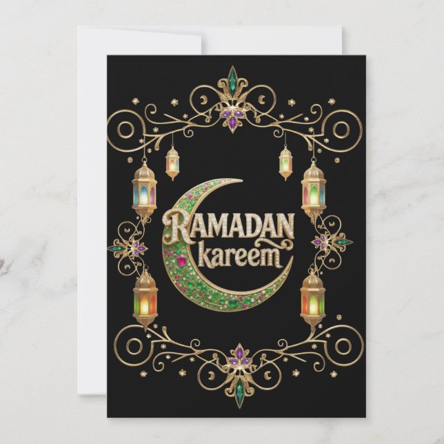 Holly Ramadan svart och guld Inbjudningar (Framsida)
