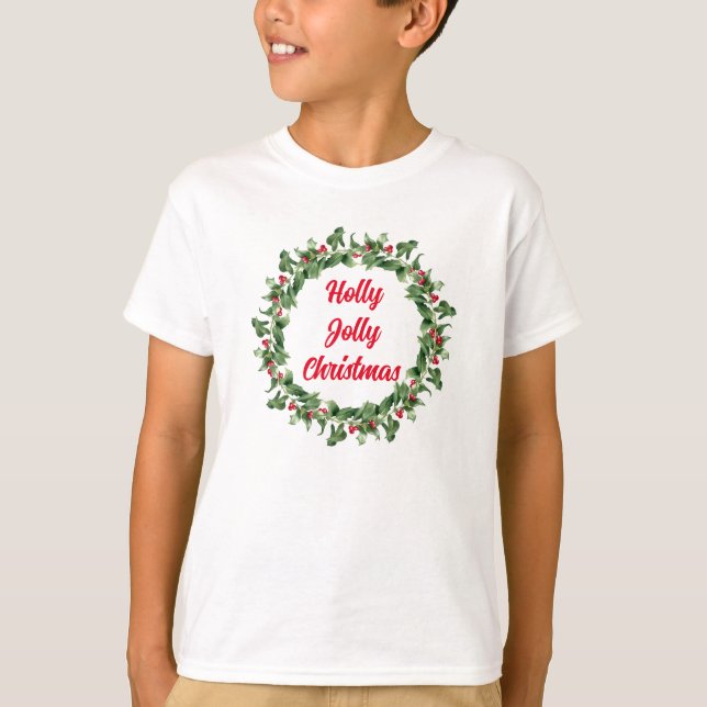 Holly Red Berry Jolly jul T Shirt (Framsida)