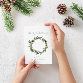 Holly Red Berry jul-andekrans Julkort