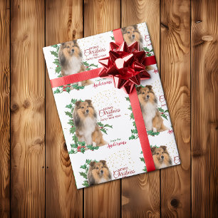 Holly Red Berry Shetland Sheepdog jul Presentpapper
