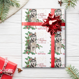 Holly Red Berry Siberian husky Hund jul Presentpapper