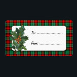 Holly Red Grönt Play Helgdag Gift-etikett Fraktsedel<br><div class="desc">En stor etikett med vintage konst av holly på en röd och grönt helgdag satte mönster med ett jultema och rum för din anpassningsbar. Image inslag kan tas bort eller klicka på Anpassa för att välja typsnitt, ändra färg för bakgrundsbilden och mycket mer, till och med spara för designen senare....</div>