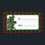 Holly Red Grönt Play Helgdag Gift-etikett Fraktsedel<br><div class="desc">En stor etikett med vintage konst av holly på en röd och grönt helgdag satte mönster med ett jultema och rum för din anpassningsbar. Image inslag kan tas bort eller klicka på Anpassa för att välja typsnitt, ändra färg för bakgrundsbilden och mycket mer, till och med spara för designen senare....</div>