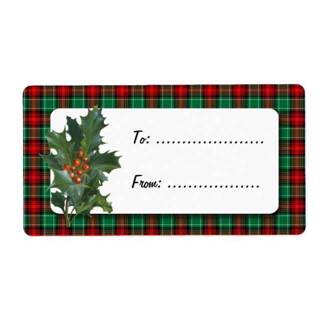 Holly Red Grönt Play Helgdag Gift-etikett Fraktsedel (Framsidan)