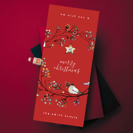 Holly Red Minimum Flat God jul Star Photo Julkort