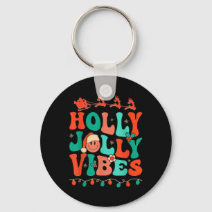 Holly Retro Groovy jul Jolly Vibes Santa Hip Nyckelring