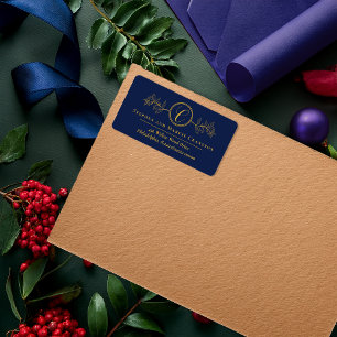 Holly Returadressen Berries Faux Guld Monogram Adressetikett
