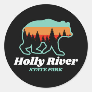 Holly River State Park Väster Virginia Bear Retro Runt Klistermärke