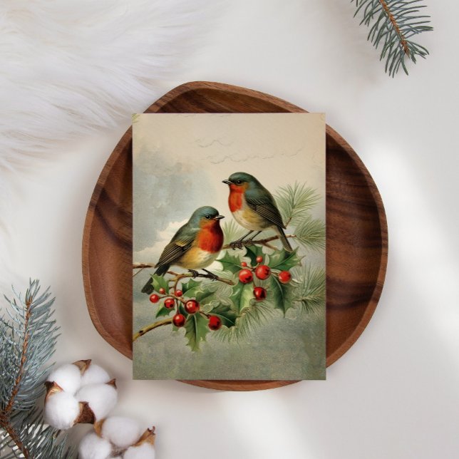 Holly Robin Birds Business julkort Helgdag Card (Skapare uppladdad)