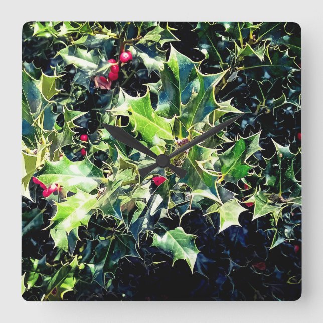 Holly, röda bär fyrkantig klocka (Framsida)