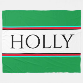 HOLLY Roligt Festive Bright Grönt Red White Rand Fleecefilt