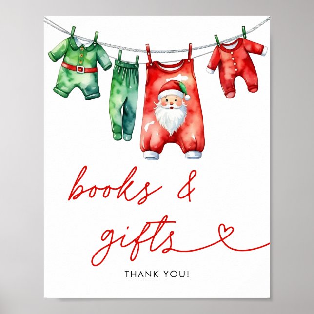 Holly Santa Baby Shower Bokar och presenter Poster (Framsidan)