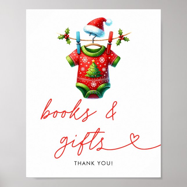 Holly Santa Baby Shower Bokar och presenter Poster (Framsidan)