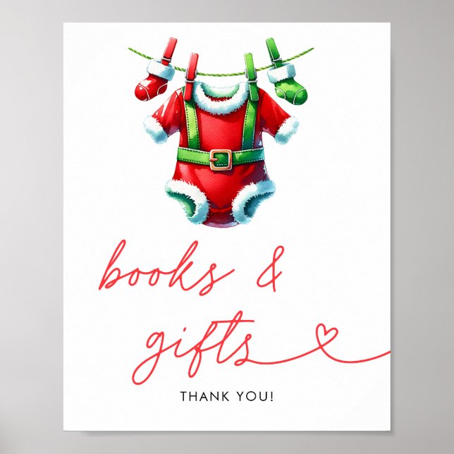 Holly Santa Baby Shower Bokar och presenter Poster (Framsidan)