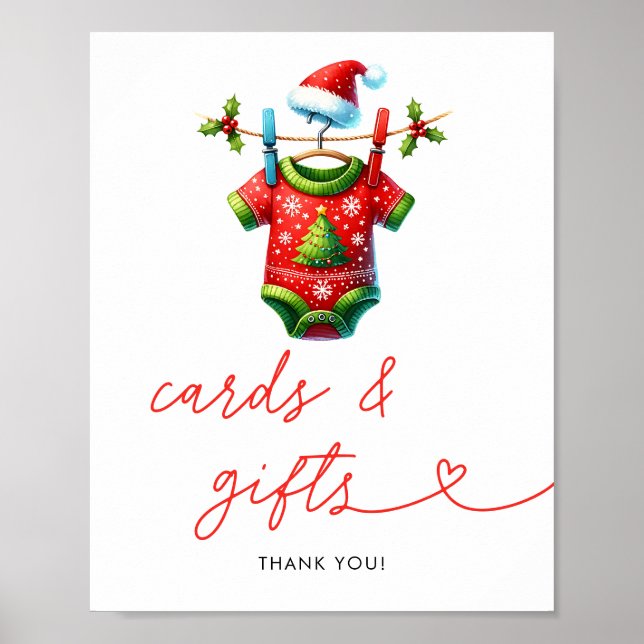 Holly Santa Baby Shower-kort och presenter Poster (Framsidan)