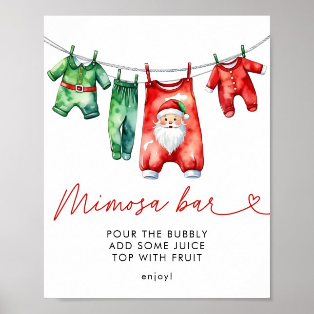 Holly Santa Baby Shower Mimosa Pub Poster (Framsidan)