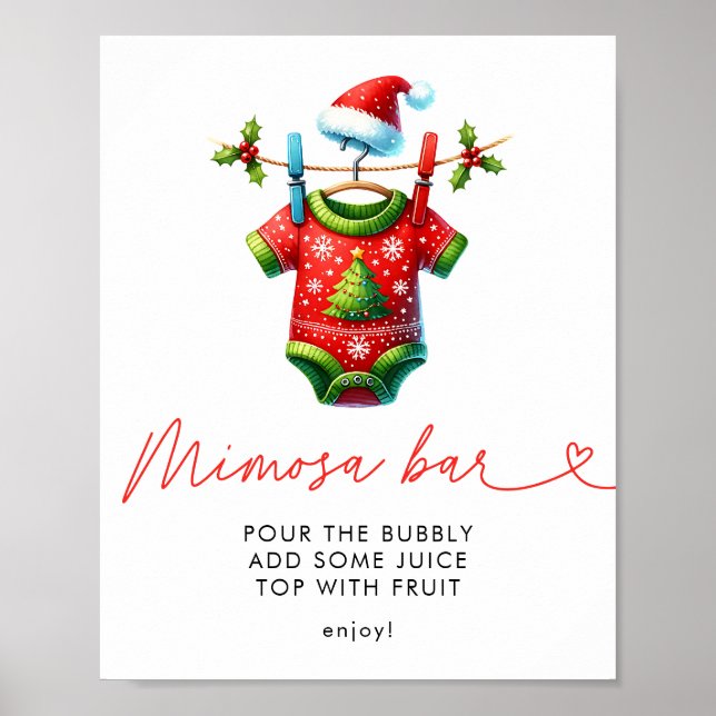 Holly Santa Baby Shower Mimosa Pub Poster (Framsidan)