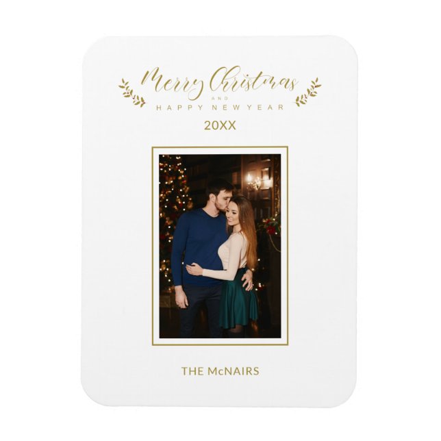 Holly Simple Elegant Chic Jul Photo Family Magnet (Vertikal)