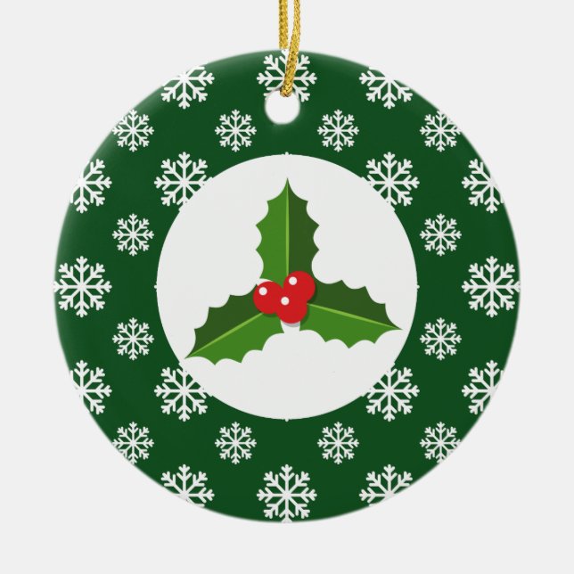 Holly Snöflingor jul-Grönten Julgransprydnad Keramik (Framsidan)