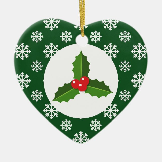 Holly Snöflingor jul-Grönten Julgransprydnad Keramik (Framsidan)