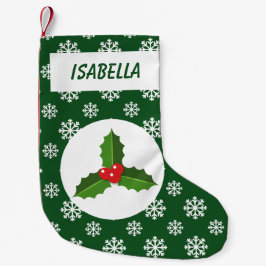 Holly Snöflingor Personlig Grönt Liten Julstrumpa