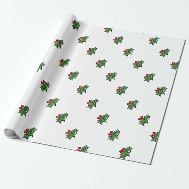 Holly Sprig Presentpapper (Utrullad)