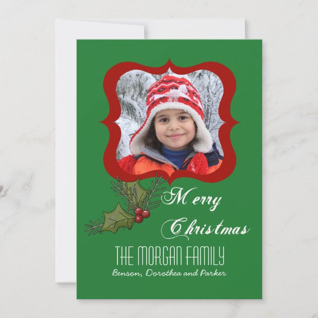 Holly Square Photo Card (Framsida)