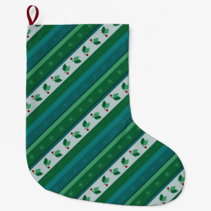 Holly Stripe Stocking Stor Julstrumpa