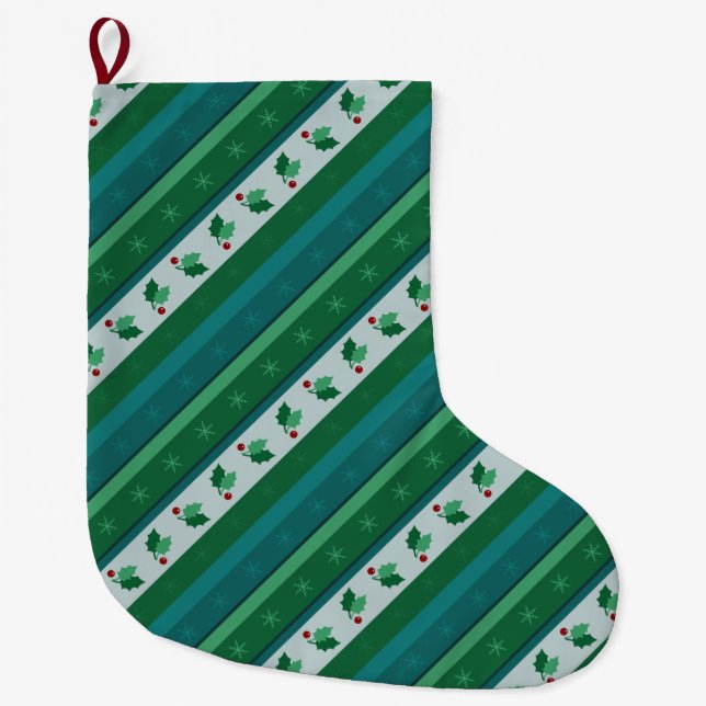 Holly Stripe Stocking Stor Julstrumpa (Framsidan)