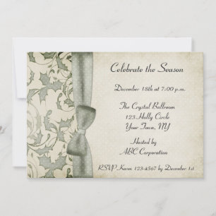 Holly Swirls Bow Sage Grönt Inbjudan