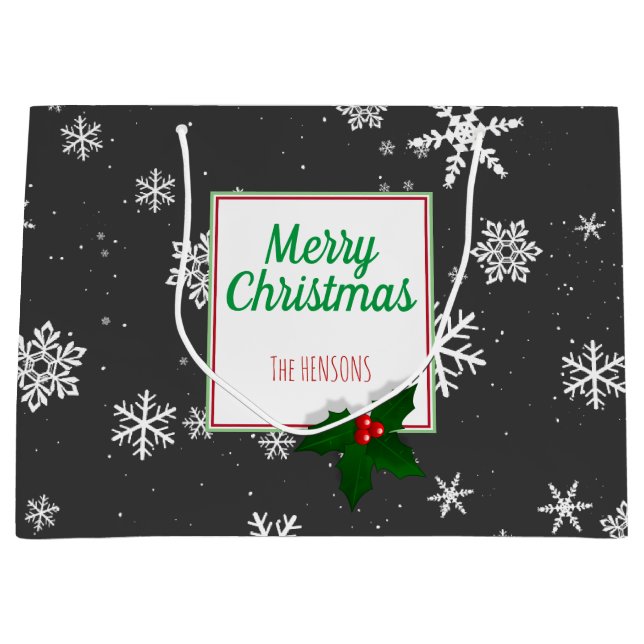 Holly Träd Berry Grått Snöflingor Anpassningsbar j (Framsidan)