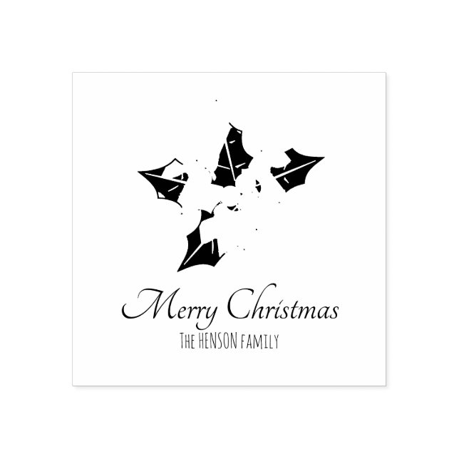 Holly Träd Berry-skript som kan anpassas till Helg Stämpel (Tryck)