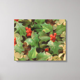 Holly Träd jul-Helgdag-Vintagen Canvastryck