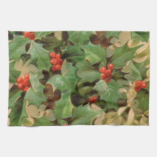 Holly Träd jul-Helgdag-Vintagen Kökshandduk