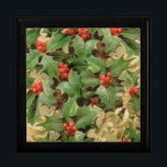 Holly Träd jul-Helgdag-Vintagen Minnesask<br><div class="desc">En vintage konst skriver ut mönster på julklappen för årshälsningar. Inbjudningar och önskemål till dina kära med den här teckningen mönster.</div>